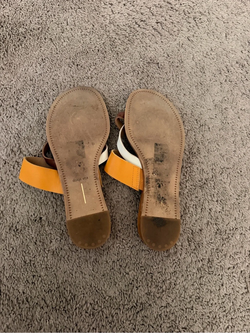 dolce vita Yellow Brown Leather Slide Sandals- size 8
